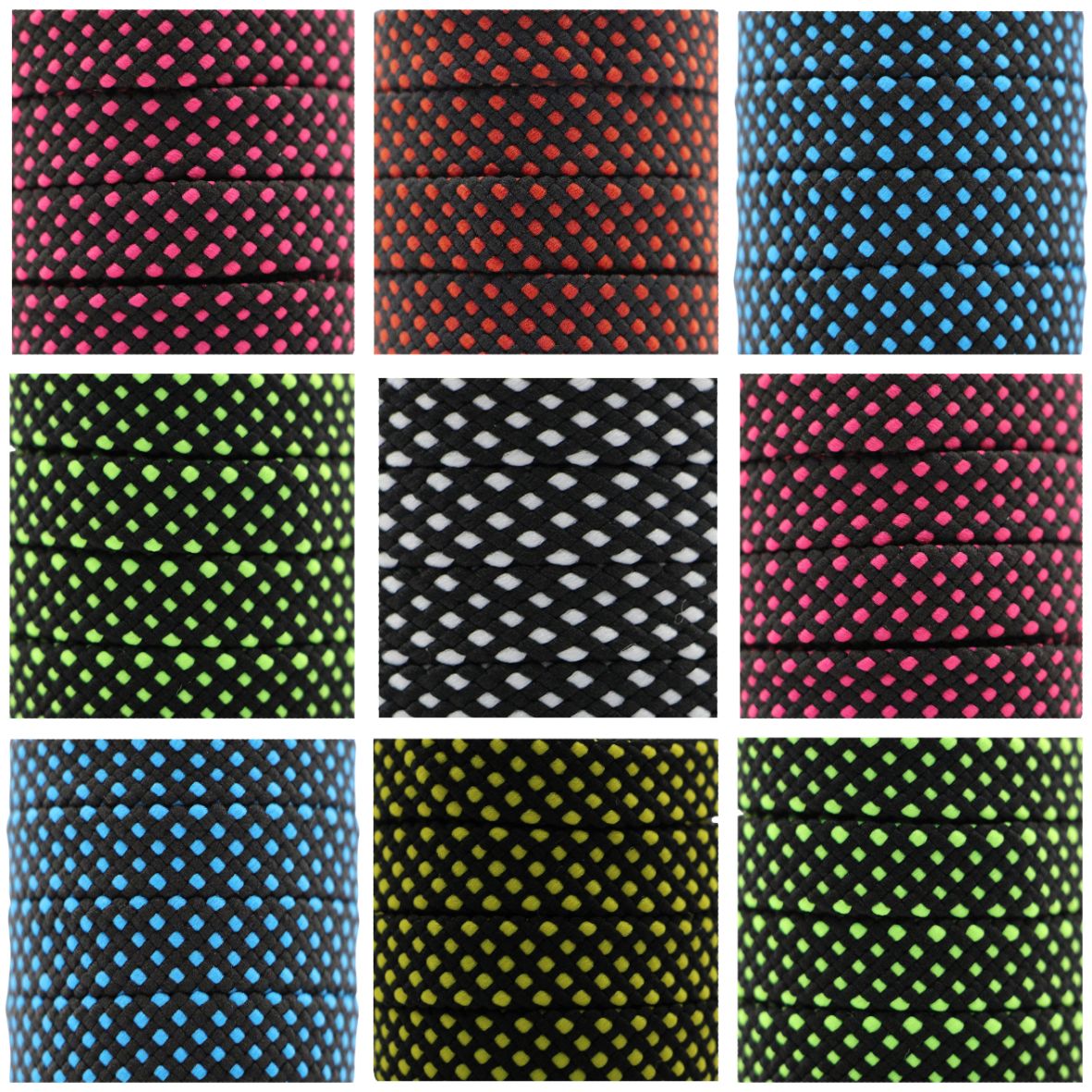 Spotted Shoelaces - 10mm - Black Pattern Style