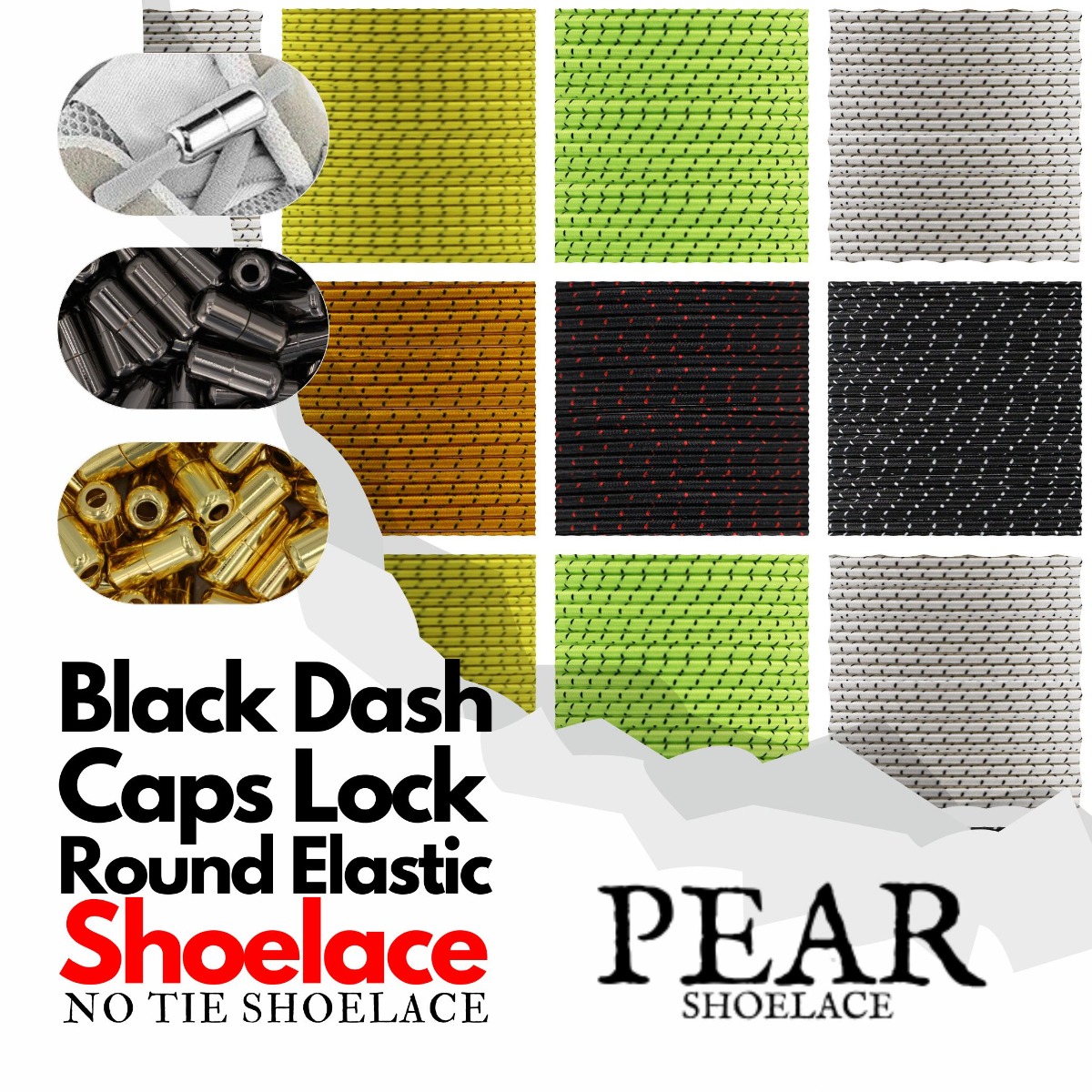 Capsule Lock - Ø3mm - Black Dash - Elastic No Tie Shoelaces