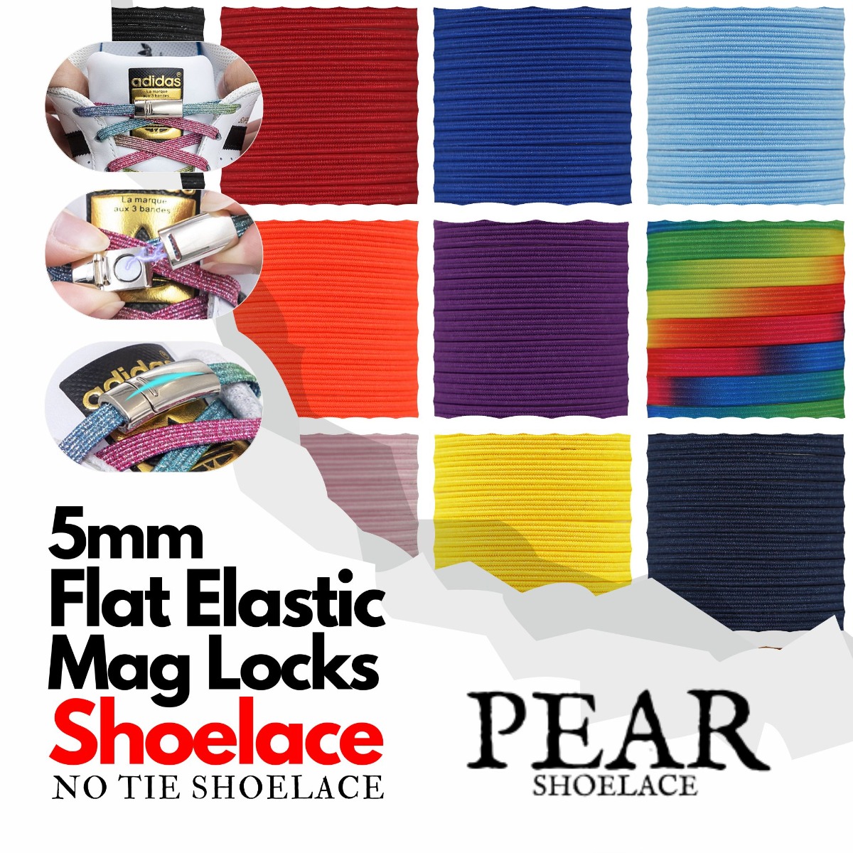 Magnetic Lock - 5mm - Elastic No Tie Shoelaces