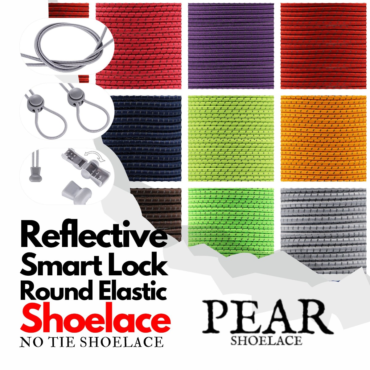 Smart Lock - Ø3mm - Reflective No Tie Shoelaces